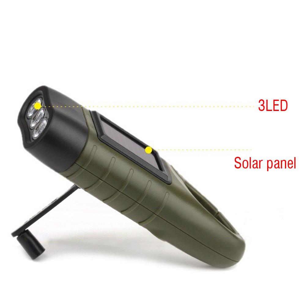 Hand Crank Dynamo Solar LED Flashlight