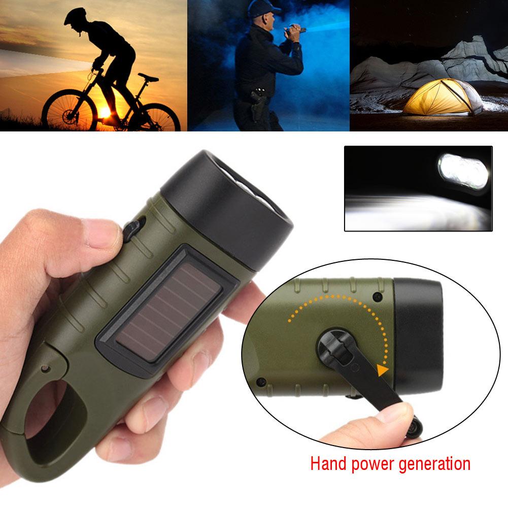 Hand Crank Dynamo Solar LED Flashlight